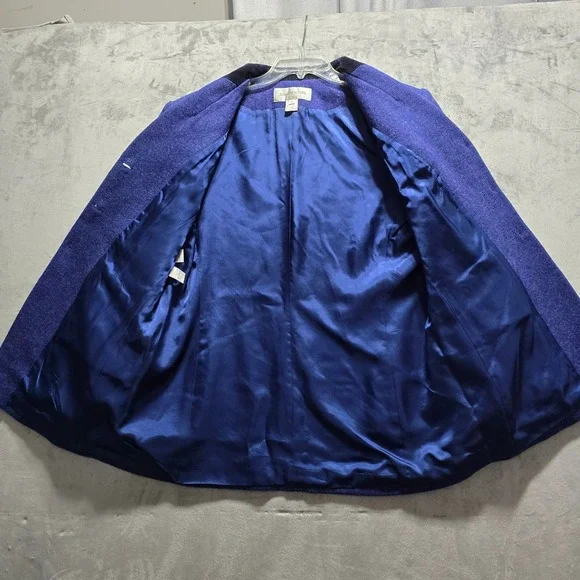 JONES NEW YORK Womens Blazer Jacket Royal Blue Wool‎ Blend Velvet Collar Size 16 - Picture 3 of 11